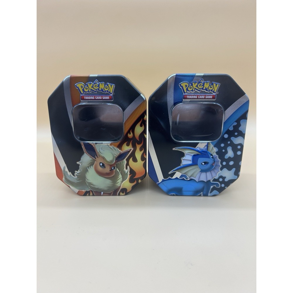 Pokemon TCG Eevee Evolutions Vaporeon Flareon Empty Tin Lot of 2 Storage